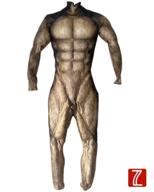 Costume musclé au design berger allemand | Costume de fourrure musculaire rembourré 3D