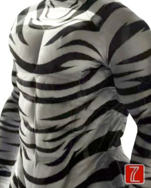 Costume de muscle à motif zèbre | Costume de fourrure musculaire rembourré 3D