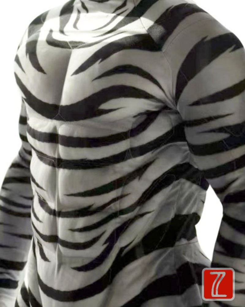 Zebra Muscle Petsuit | 3D Padded Furry Muscle Costume