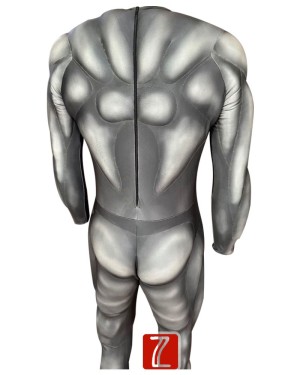 Combinaison noire moulante | Costume de fourrure musculaire rembourré 3D