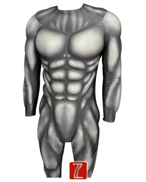 Combinaison noire moulante | Costume de fourrure musculaire rembourré 3D