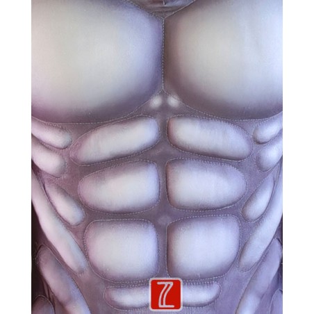 Combinaison noire moulante | Costume de fourrure musculaire rembourré 3D